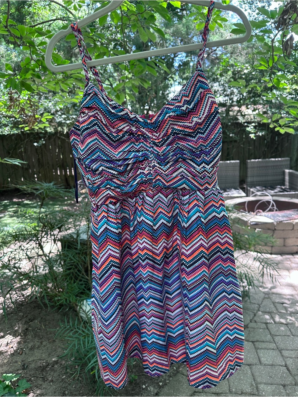 Roxy Girls Chevron One-Piece Dress - Teal Pink Purple Black